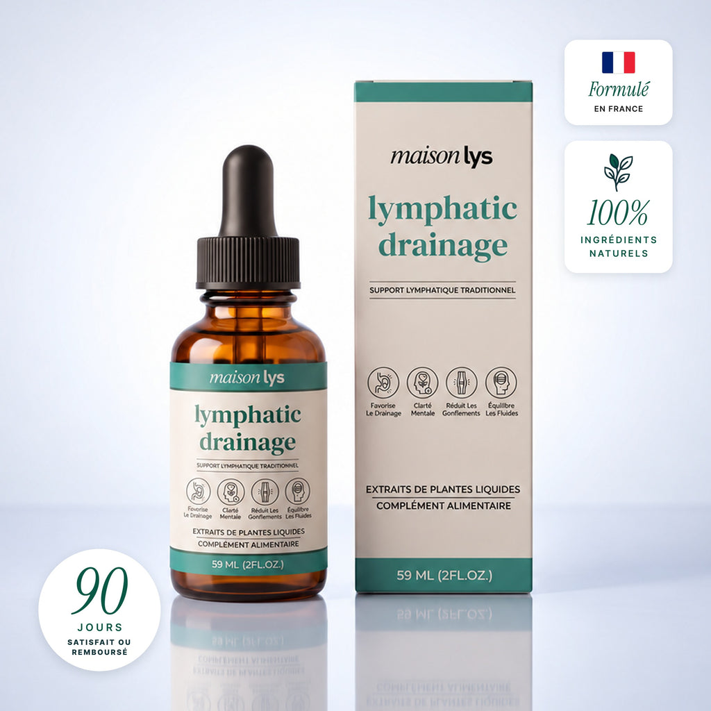 Gouttes drainage lymphatique Maison Lys, flacon 59 mL et son étui