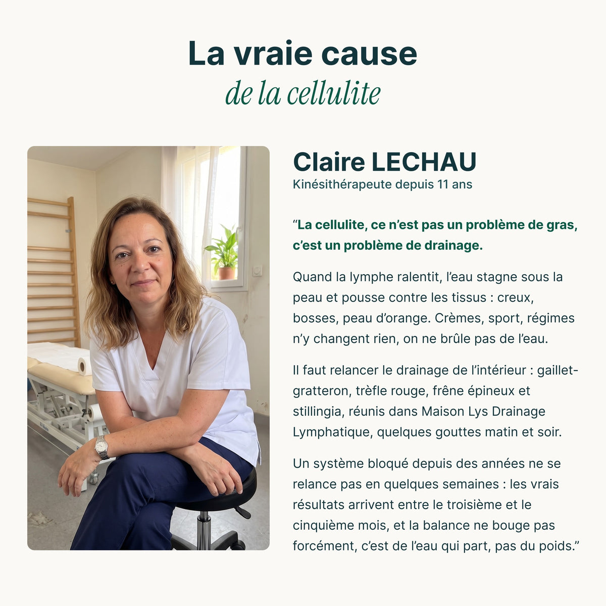 Claire Lechau, kinésithérapeute, sur la vraie cause de la cellulite